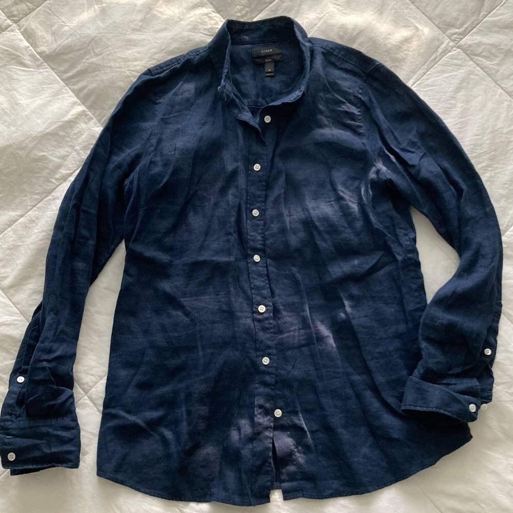 J.Crew Perfect, Women’s size 10, long sleeve, blue, bottom down shirt
